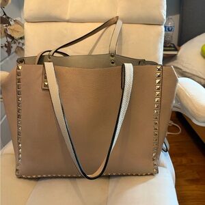 Taupe Studded Tote Bag or shoulder bag